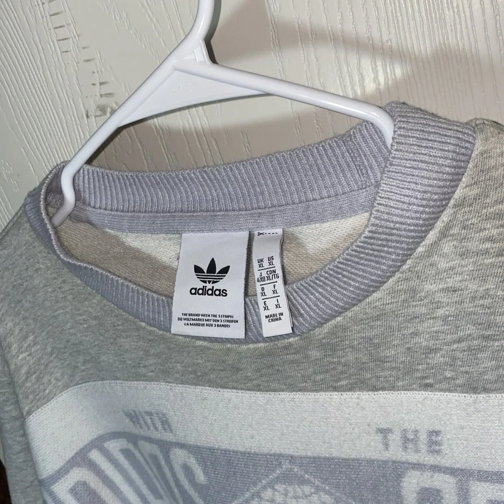 Adidas Originals Real Scarf Crew‎ Casual Sports Round Neck Pullover Grey XL